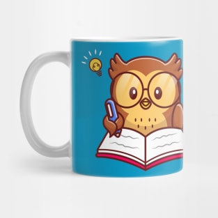 Cute Owl Writing On Book With Pen Mug